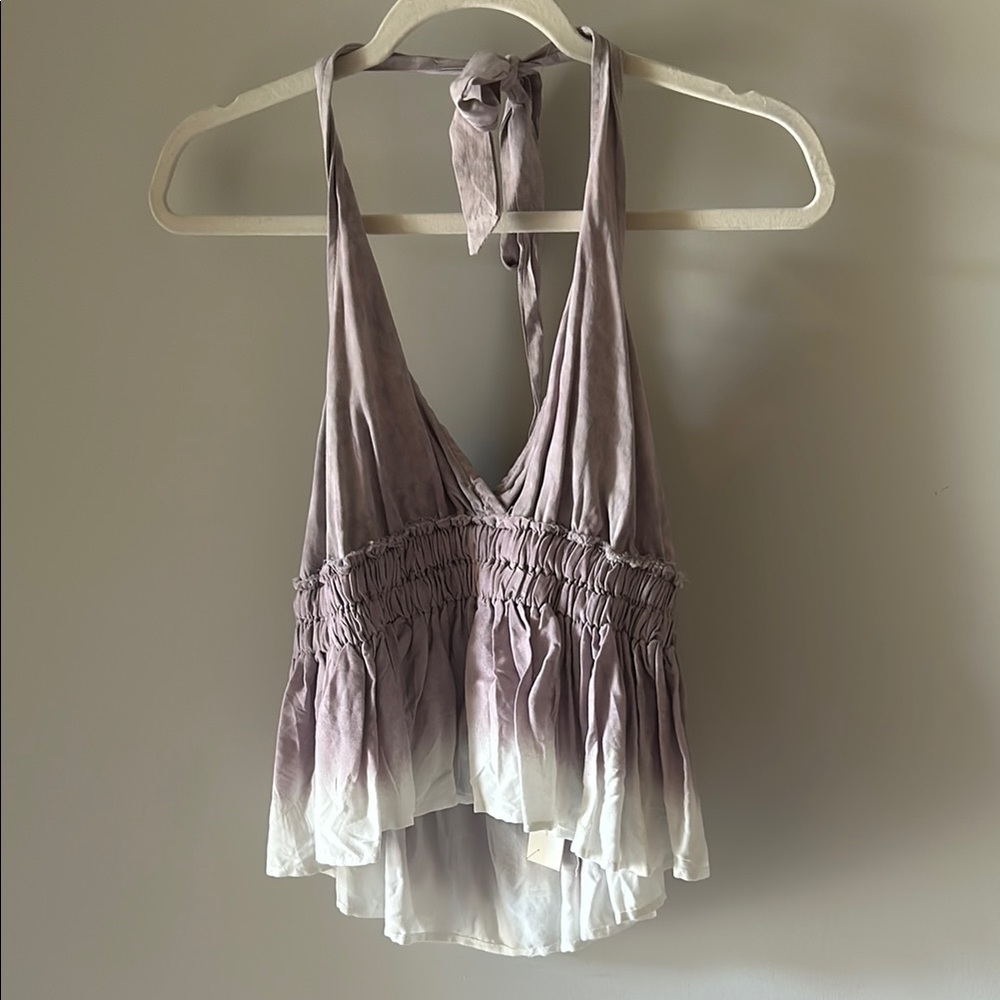 Women's Purple and White Halter Top